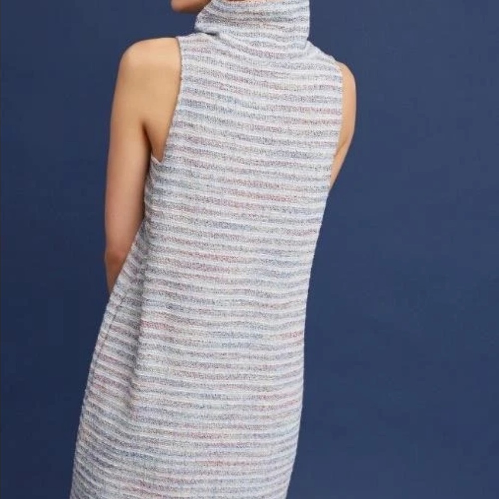 Anthropologie Akemi + Kin Mock Turtleneck Tunic Midi Dress in Pastel Stripes sma